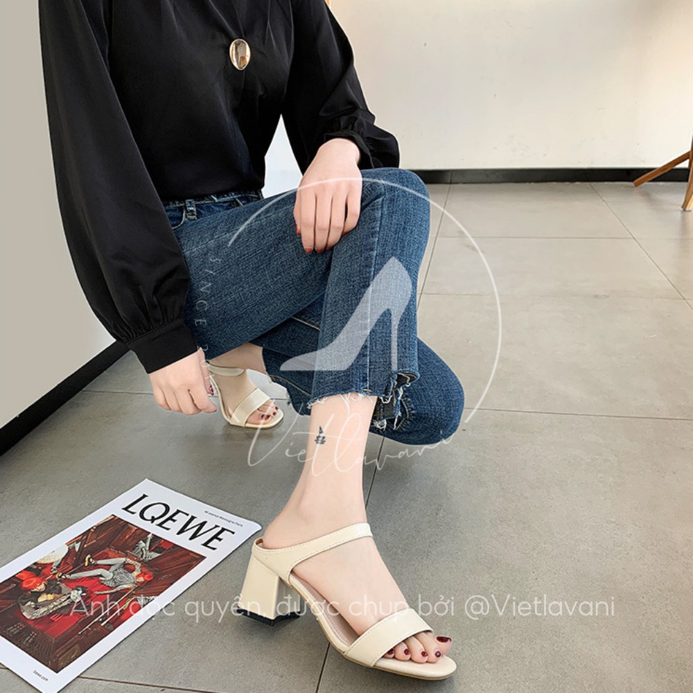 Giày sandal nữ mã BBS41 phong cách đơn giản dễ phối đồ gót cao 5CM