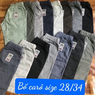 Quần lửng nam lưng thun bố caro 28-34