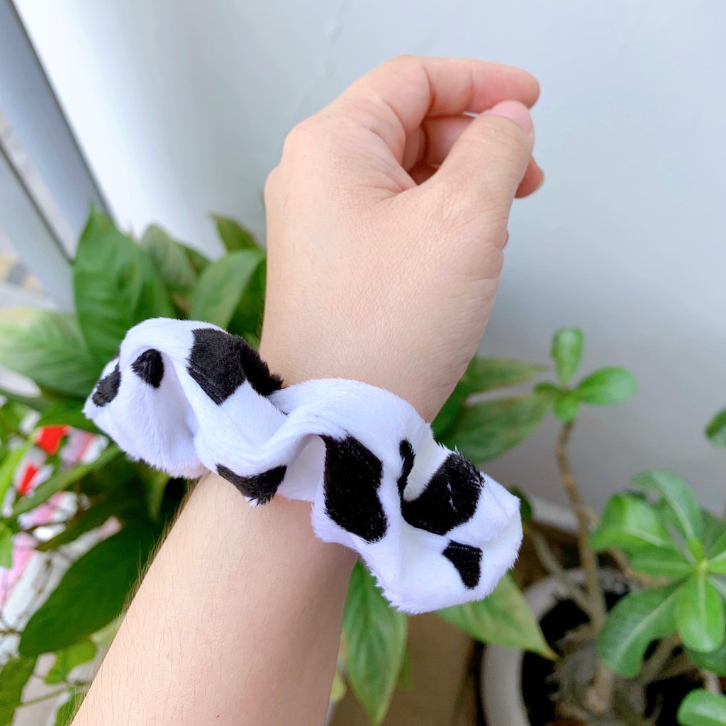 Cột tóc bò sữa lông nhung, cột tóc scrunchies lông nhung