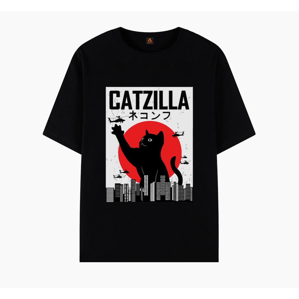 Tơn Tee Áo thun phom rộng unisex cotton Catzilla