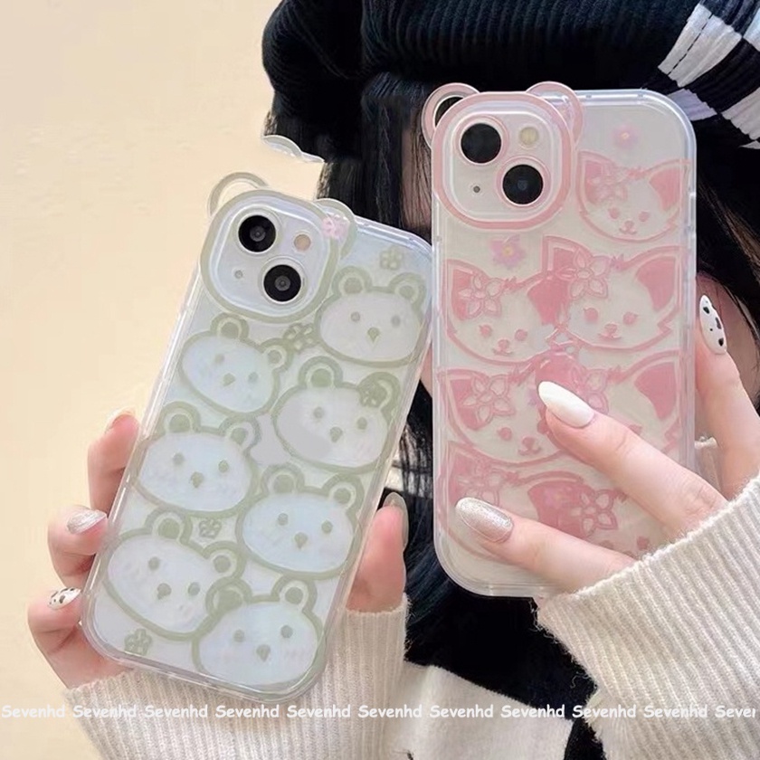 Ốp Điện Thoại Dẻo Họa Tiết Hoạt Hình Tai Gấu Dễ Thương Cho iPhone 14 13 12 11 Pro Max Xs Max Xr X 6 6s Plus