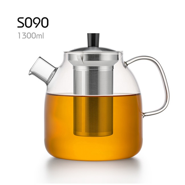 Bình lọc trà thủy tinh lõi lọc inox 1300ml S090 - Ấm trà thủy tinh chịu nhiệt có lọc trà inox Samahome Shop