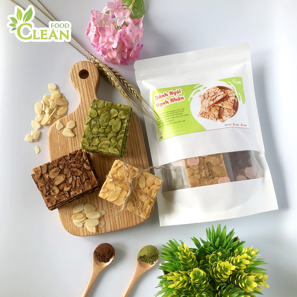 Bánh ngói hạnh nhân ăn kiêng giảm cân keto eatclean CleanFood 3 vị 500g