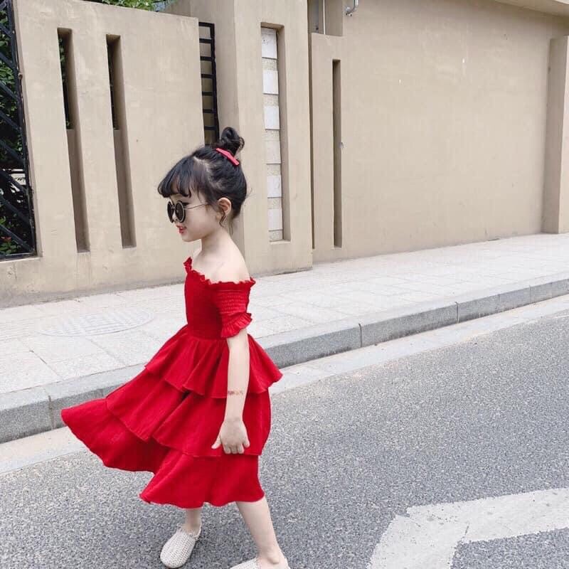 đầm tầng  đỏ sang chảnh
