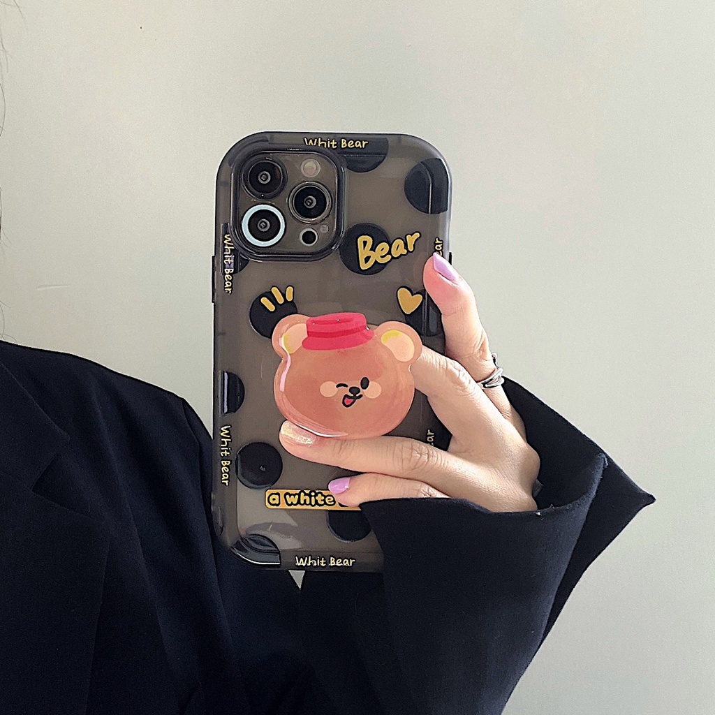 Ốp Điện Thoại Họa Tiết Gấu Họa Tiết Chấm Bi Cho Iphone 13 13pro Max11 Pro Max Xs Max X 12 Pro Max