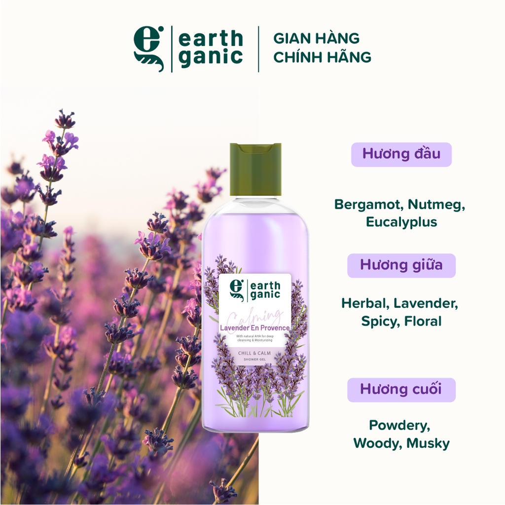 Combo Sữa Tắm Earthganic Chill & Calm Siêu Tiết Kiệm Hương Hoa Lan Nam Phi + Hương Hoa Oải Hương 240ml X2