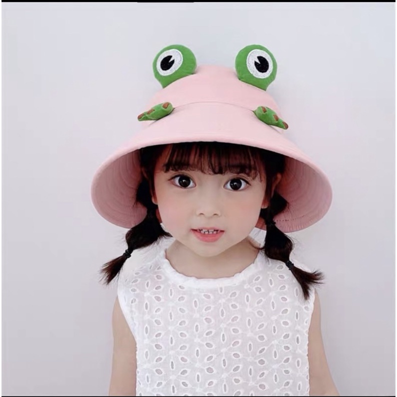 Mũ cho bé trai bé gái vành tròn hình chú ếch dễ thương , phù hợp 6 tháng - 8 tuổi