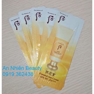 Combo 10 gói kem chống nắng cải thiện nếp nhăn cho da khô, nhạy cảm Whoo Jin Hae Yoon Essential Sun Cream 1ml x 10