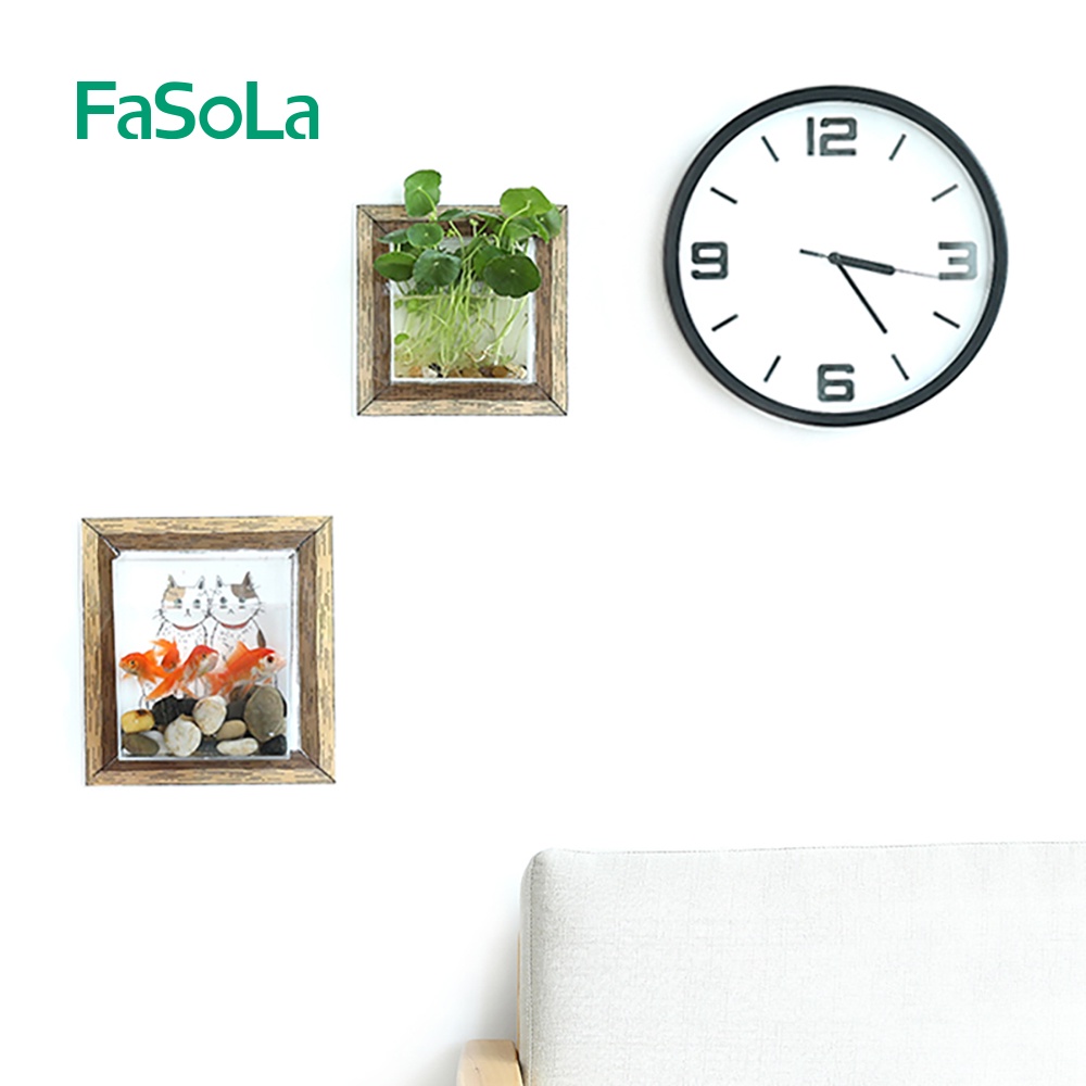 Khung tranh vuông sâu lòng nuôi cá, trồng cây thủy sinh dán tường FaSoLa FSLQJ-0139