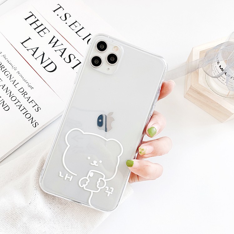Ốp lưng iphone trong siêu dẻo Gấu Selfie cho IPhone 11/11Pro/11pro Max X XR XS XS MAX /6 7 8 Plus SE t19 | BigBuy360 - bigbuy360.vn