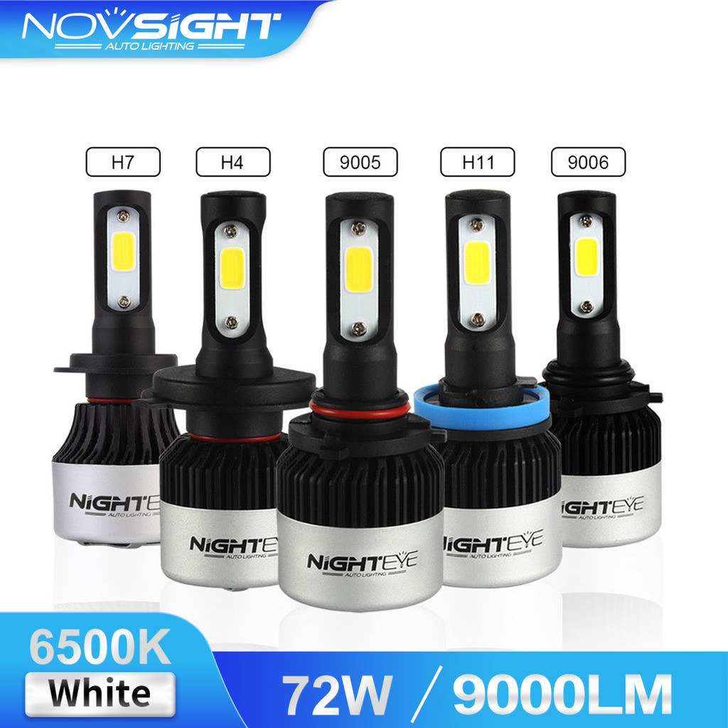 Cặp đèn pha NOVSIGHT bóng LED S2 9005 9006 H11 H7 H4 72W 6500K 9000LM