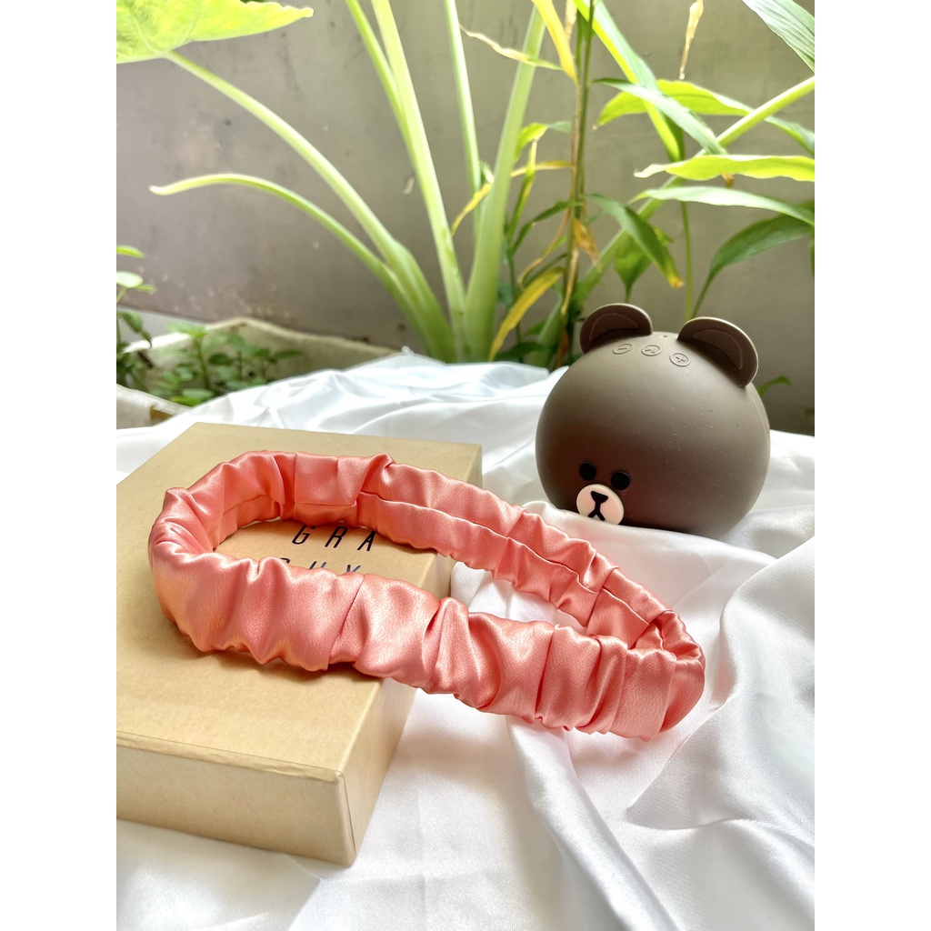 Băng đô lụa thun rửa mặt bờm cài tóc rửa mặt, makeup, trang điểm êm ái