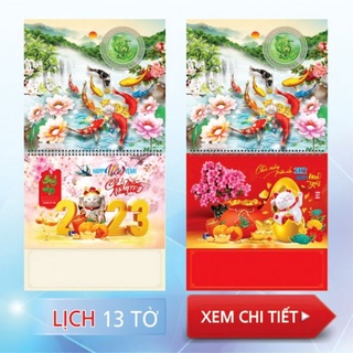 Lịch treo tường bộ số 13 tờ theo tháng Năm Quý Mão 2023 kích thước 37cm x 70cm mẫu ngẫu nhiên