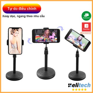 Giá đỡ điện thoại để bàn livestream cao cấp, đế tròn tiện dụng có thể kéo dài 38 cm- dáng cổ móc câu
