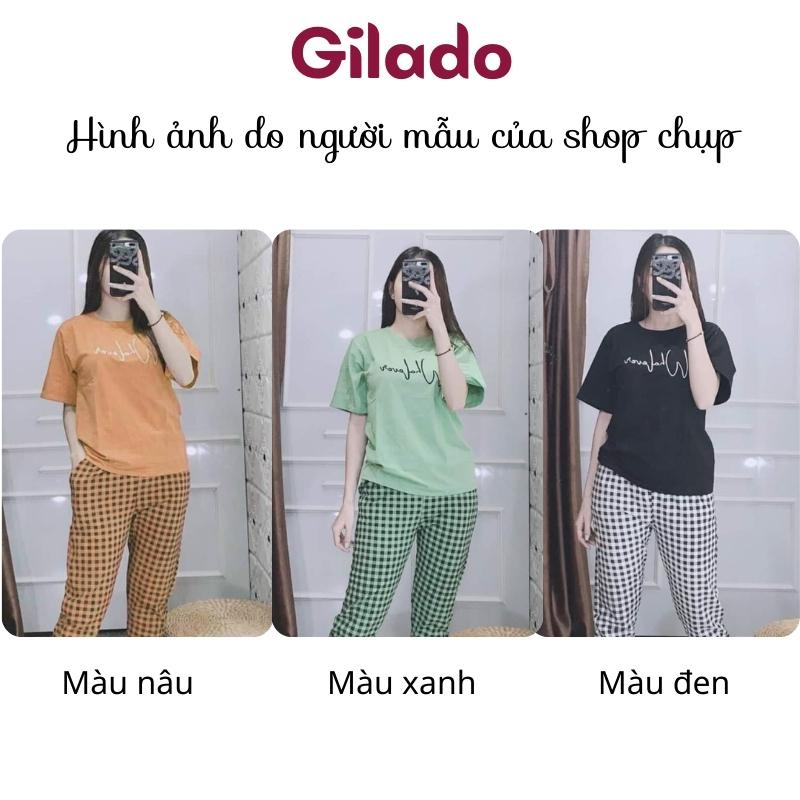 Đồ bộ nữ đồ mặc nhà thun co giãn 4 chiều họa tiết thêu đẹp thoáng mát có bigsize quần dài Gilado