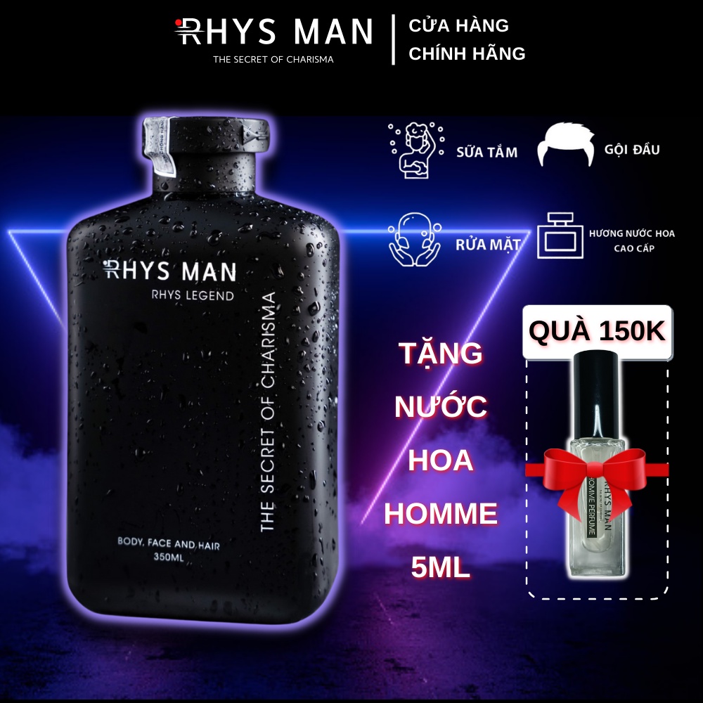 Sữa tắm gội nam RHYS MAN hương nước hoa 3 in 1 Rhys Legend 350ml