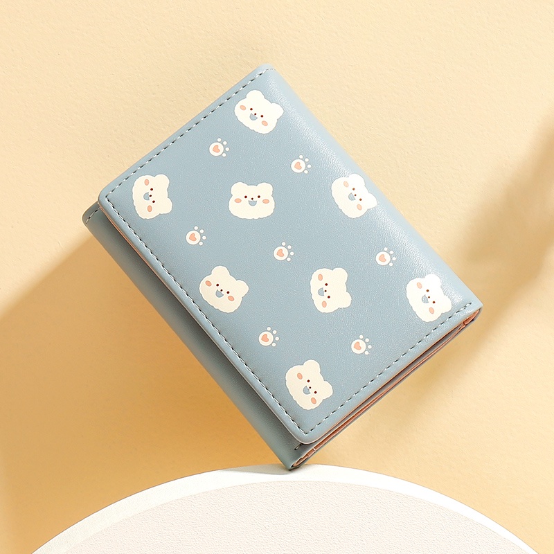 Ví ngắn đựng thẻ BAELLERRY sức chứa lớn thiết kế gập ba thời trang cho học sinh