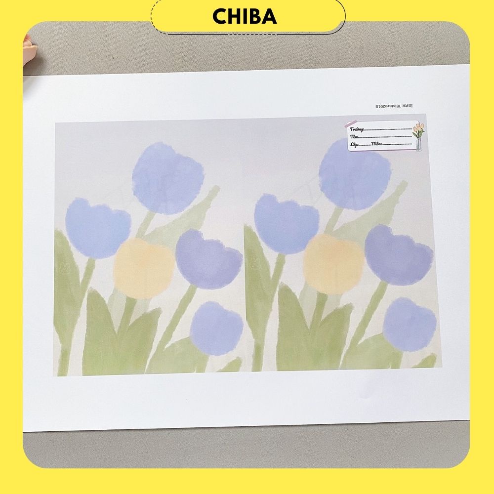 Bao sách, Bao vở hình tulip màu nhẹ nhàng, in nhãn vở miễn phí, hình thật shop tự chụp - Chị Ba House