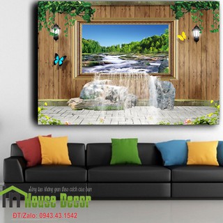 Decal 🍀 FREESHIP 🍀 GIẢM 10K KHI NHẬP [GIẤY DÁN TƯỜNG] - Tranh dán 3d Thác nước MS 53