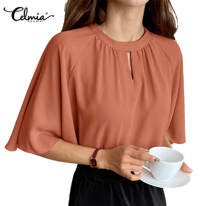 Áo sơ mi Celmia tay lỡ cổ thuyền thanh lịch thờI trang công sở cho bạn gáI