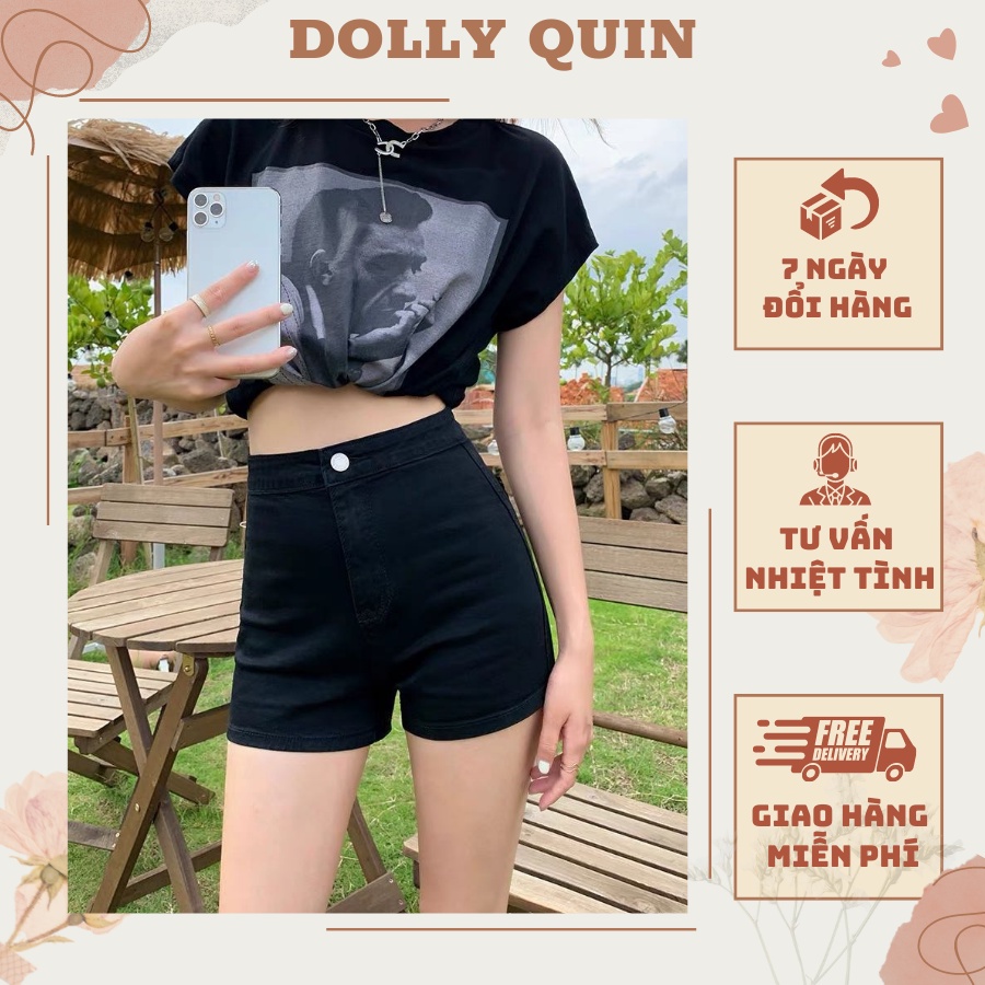 Quần short jeans nữ trơn lưng cao quần đùi nữ cạp cao co giãn 4 chiều tôn dáng ôm mông
