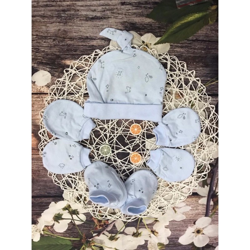 Bộ mũ, bao tay, bao chân Miomio cho bé sơ sinh