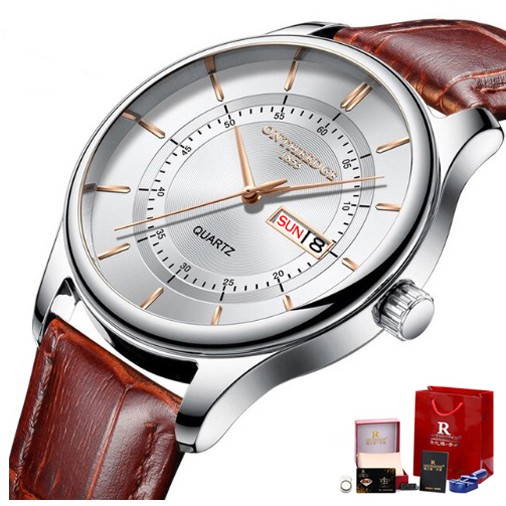 Đồng hồ nam Ontheedge dây da RZY029 fullbox (kèm 2 pin) | BigBuy360 - bigbuy360.vn