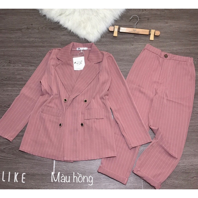 Set vest kẻ sọc sang chảnh