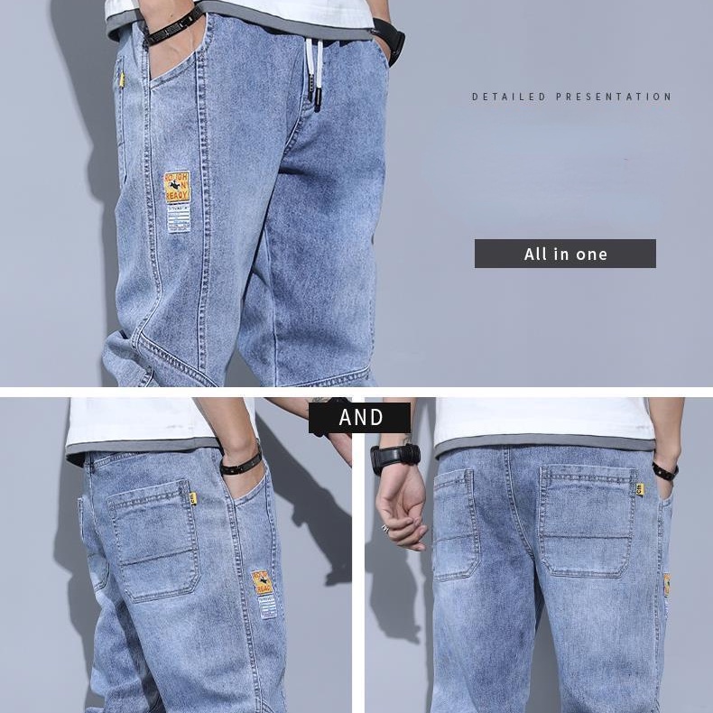 Quần Jean Nam Có Dây Rút Quần Lưng Thun