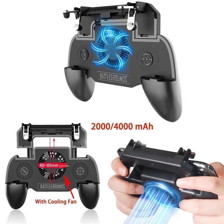 Tay Cầm Chơi Game 2000MAh SR Kiêm Sạc Dự Phòng cho điện thoại Và Quạt tản nhiệt chơi Game PUBG,Liên Quân,...