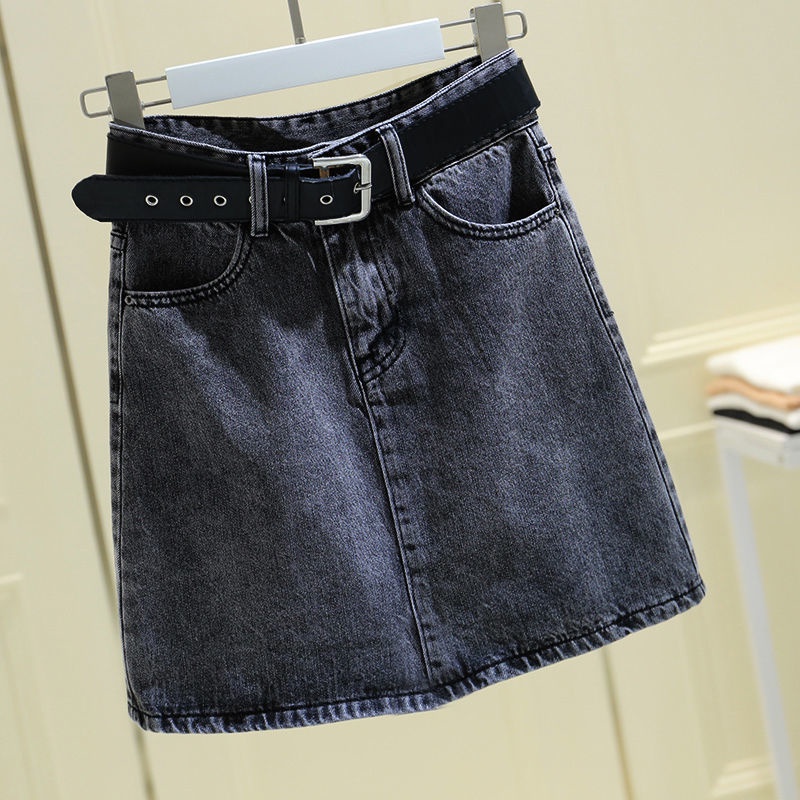 Chân Váy Jean Chữ a Lưng Cao Màu Xám Khói Phong Cách Hàn Quốc Hàng Mới