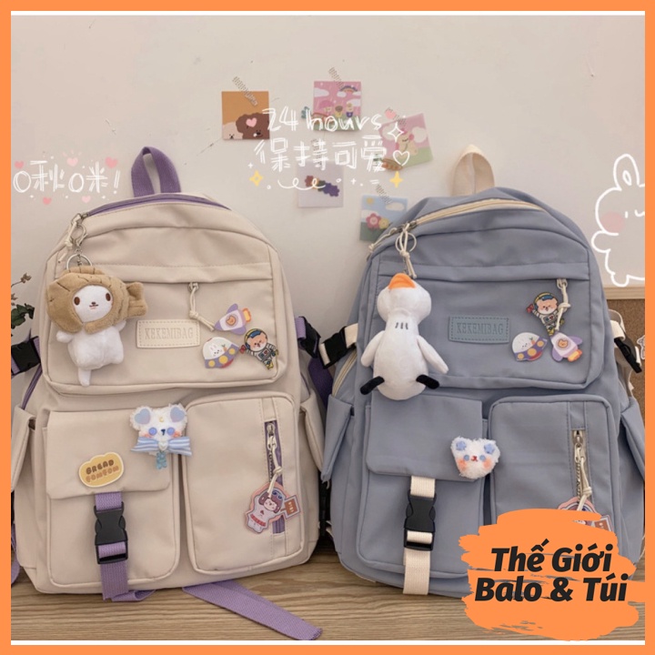 Balo cặp ulzzang basic nữ thời trang đi học đi chơi du lịch giá rẻ đựng vừa laptop canvas KÉO VIỀN | thegioibalo