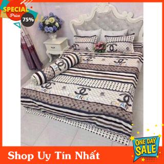 Bộ 5 món chăn hè ga gối - drap giường cotton poly chanel xám chấm bi shopgiadunguytin