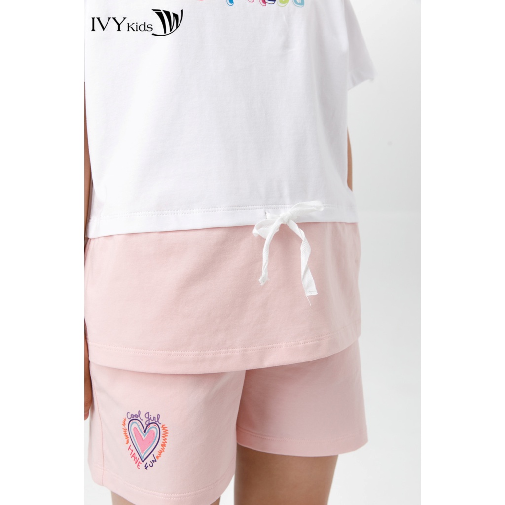 Áo thun bé gái 2 màu phối nơ IVY moda MS 57G1503