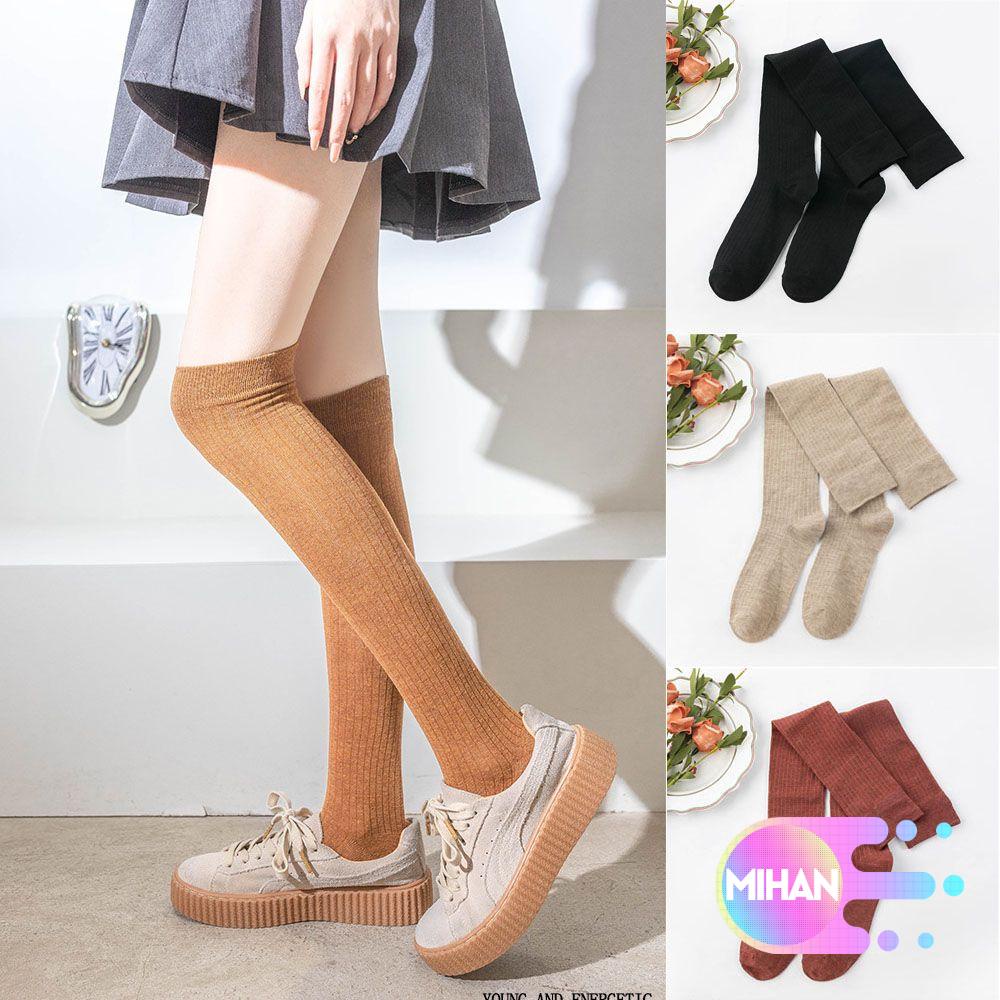 Vớ ống dài qua gối màu trơn kẻ sọc gợi cảm thời trang xuân thu MIHAN1 cho nữ