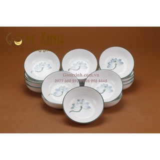 Đĩa muối Ø 9 hoa sen vẽ tay (25.000đ/1 cái)_bộ đồ ăn Bát Tràng