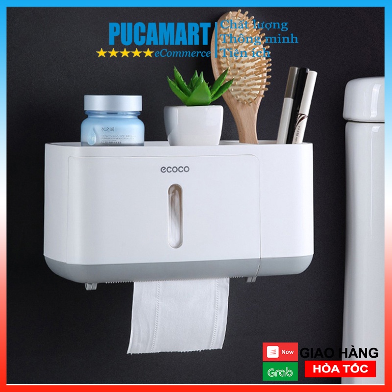 Kệ Đựng Cuộn Khăn Giấy Vệ Sinh, Để Đồ Nhà Tắm Dán Tường Cao Cấp Mã 01 ECOCO - PucaMart