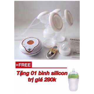 Máy hút sữa điện đôi Cmbear tặng kèm bình silicon siêu mềm cho bé