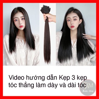Sét 3 dải Kẹp Tóc Giả Kẹp thẳng cao cấp làm dày tóc, tự nhiên mềm đẹp