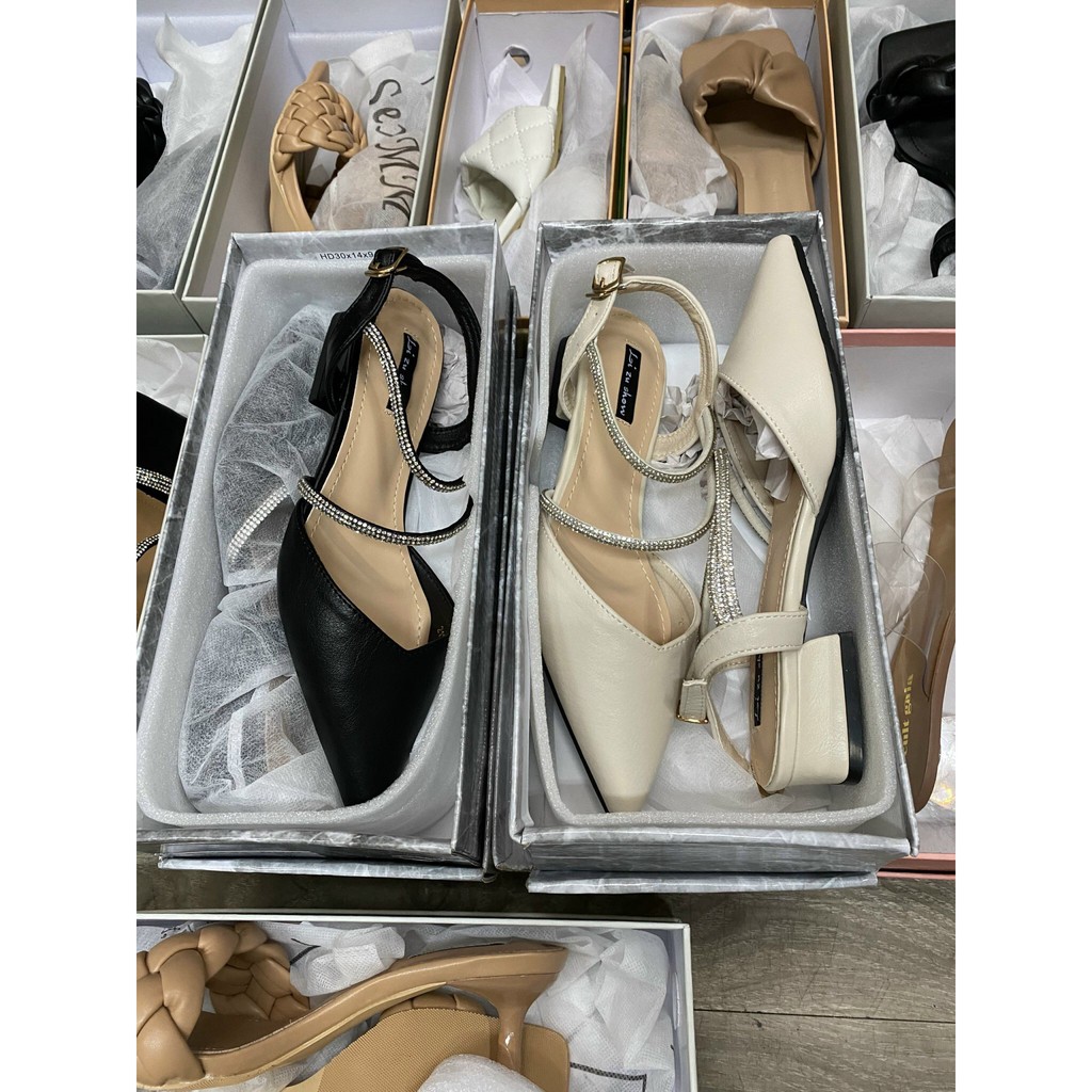 FULLBOX SANDAL Sandan dép nữ đế bệt quai đá