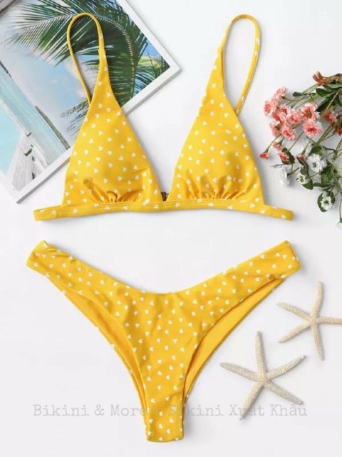 [BKN72] &lt;ÂU&gt; SET BIKINI TIM NHÍ HỒNG/VÀNG/ĐỎ