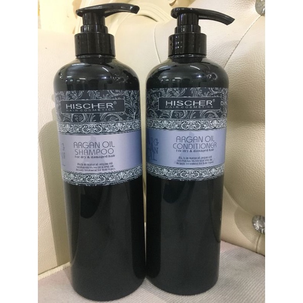 Dầu gội xả Hischer argan oil phục hồi tóc hư tổn hương thơm sang trọng 1000ml