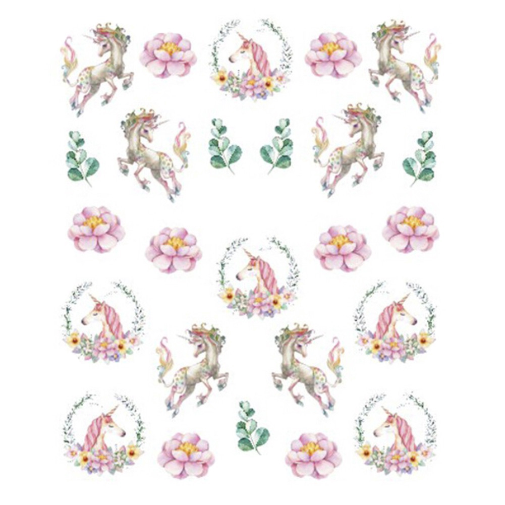 Miếng dán trang trí móng tay hình kỳ lân nhiều kiểu dáng dễ thương tùy chọn