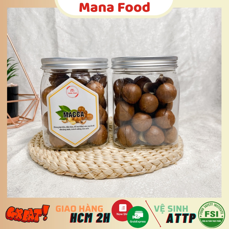 [Hũ vuông] 300G Macca Daklak Sấy Mana Food | VSATTP - Hạt bùi béo - Chất lượng