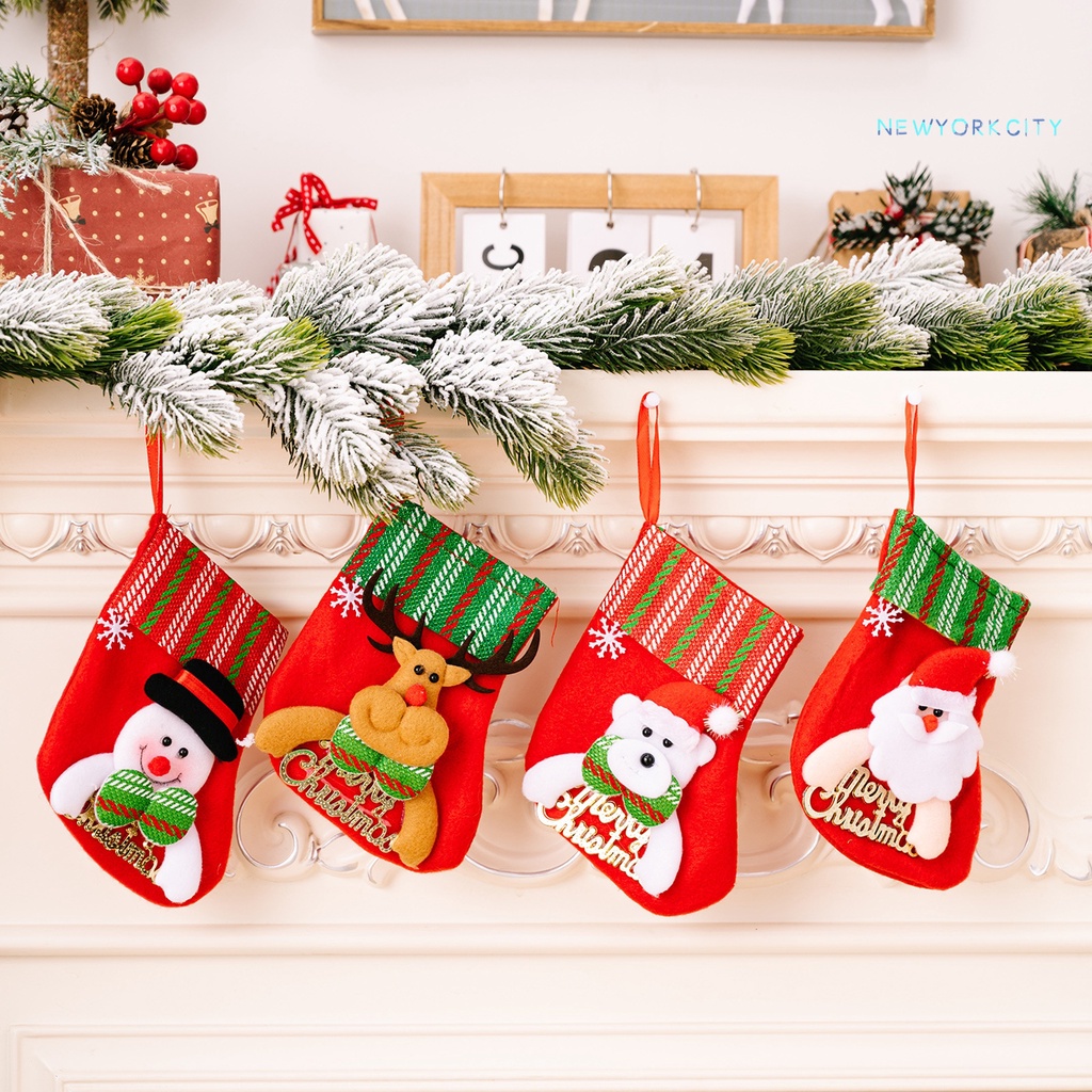 Vớ Treo Trang Trí Giáng Sinh Hình Ông Già Noel Tuần Lộc Dễ Thương