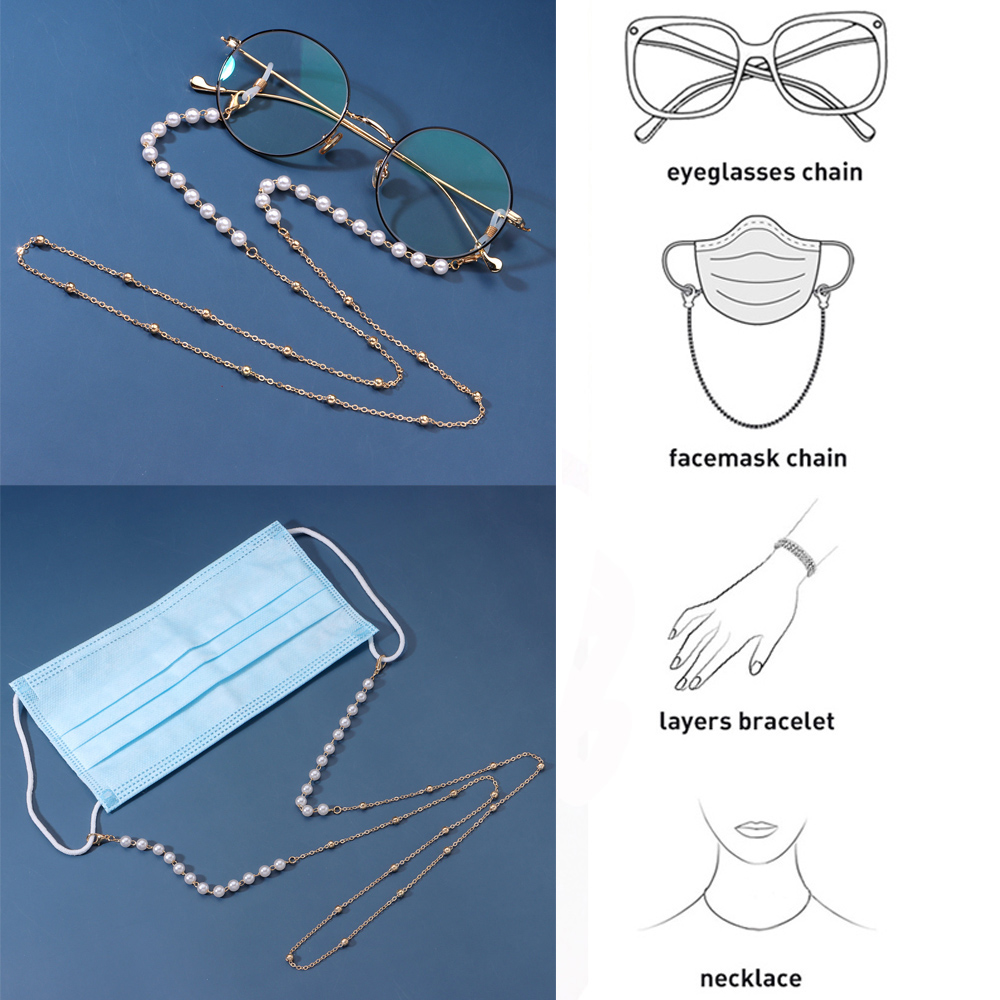 Dây Đeo Mắt Kính Đính Ngọc Trai Giả Thời Trang