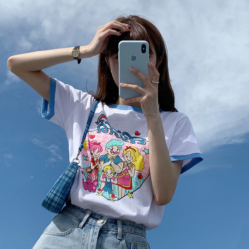 Áo Phông Nữ Summer New T-shirt Loose Lovely Student Sweet Childlike Short Sleeve T-shirt Blouse
