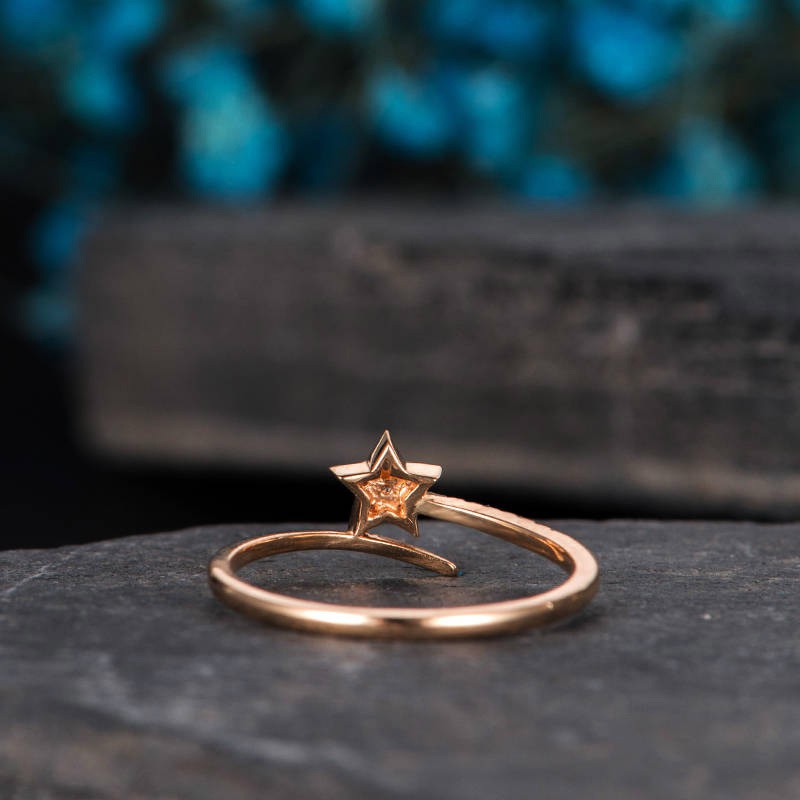 knuckle Rings Cincin Star Ring Rose gold White Zircon Jewelry Girl