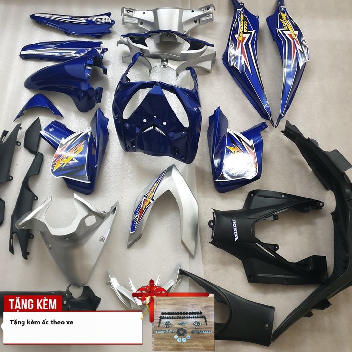 Bộ nhựa C110  xe Wave RSX 110 đời 2010 đến 2012 Màu Xanh Tím Bạc [ KÈM LUÔN TEM & ỐC] Dàn áo xe Wave