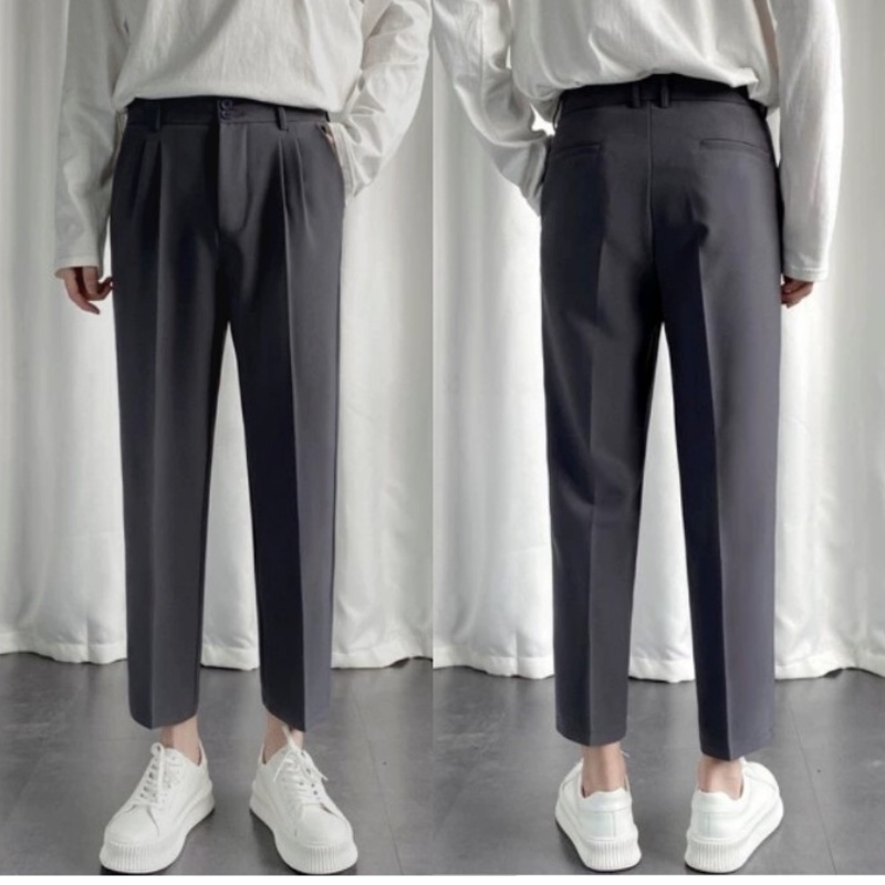 Quần baggy nam âu đen ống suông rộng vải tuyết mưa Hàn - Quần tây Nam be dáng đứng côn hottrend 2022